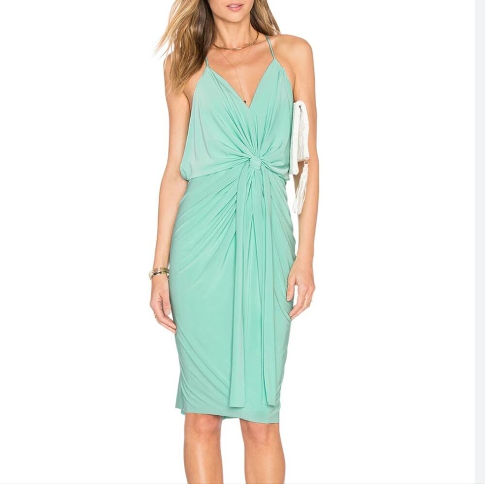 T-Bags Los Angeles MISA Mint Green Domino Draped Tie Front Racerback Dress M